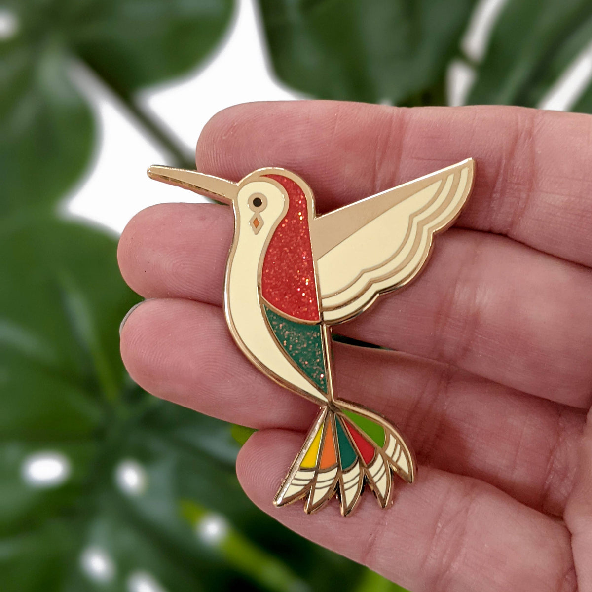 Enamel Pin Amber Leaders Design Hummingbird In Blue Handmade