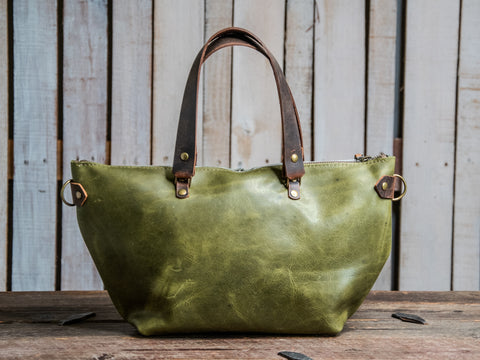 LIMITED | Handmade Leather Tote Bag | SMALL Bowler | Lime Slice Bag | Fruit Basket Series