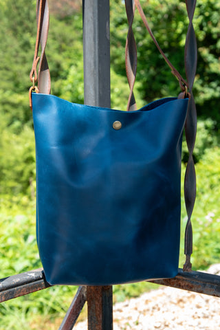Handmade Leather Tote Bag | North South Small | Made in USA | Eco Friendly Leather