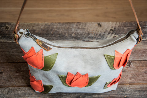 Limited Run | The Spring Tulip Boho Bag! | Eco-tanned Lunar Grey Leather