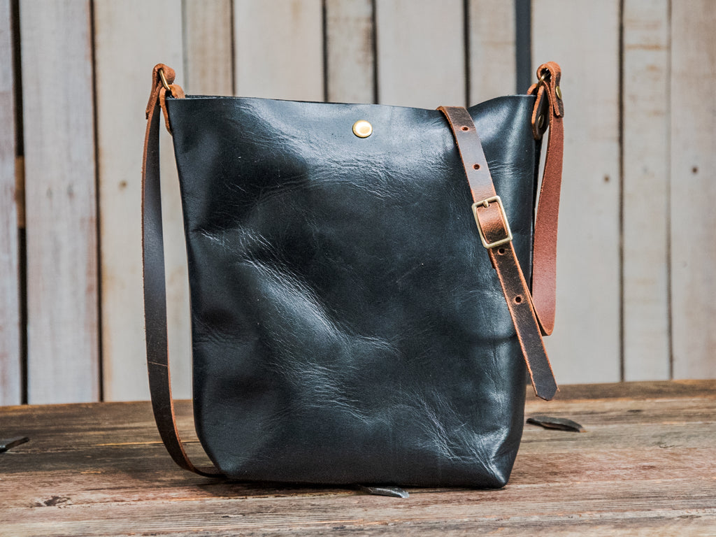 Ready to Ship | NEW SPRING LINE PREVIEW | Handmade Tote Leather Bag | Small North South Tote | Black