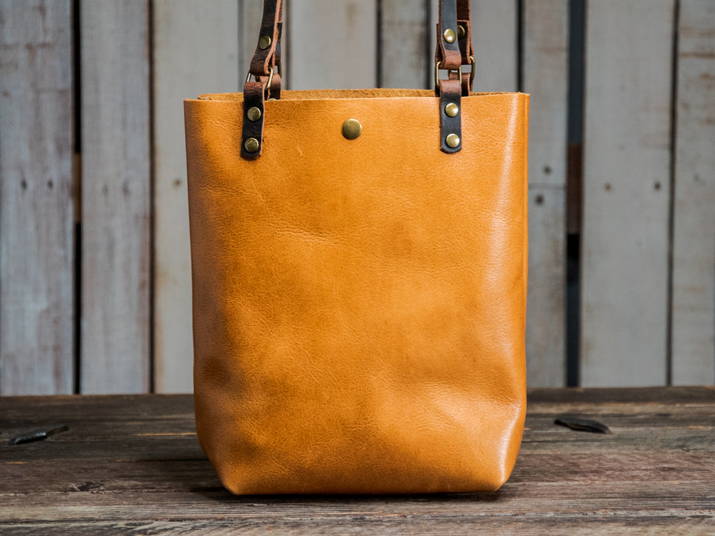 Ready to Ship | NEW SPRING LINE PREVIEW  | Handmade Tote Leather Bag | Small North South Tote | Sunflower