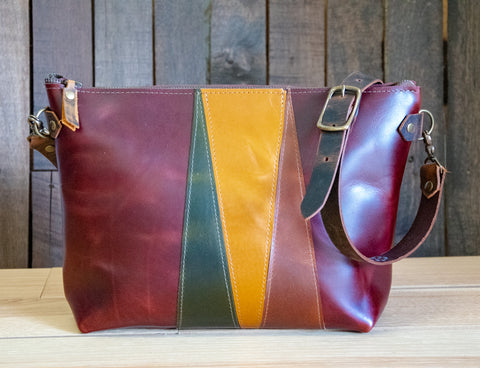 Limited edition | Handmade Leather Purse | Leather Tote Bag | The Backgammon 70's Bowler Bag