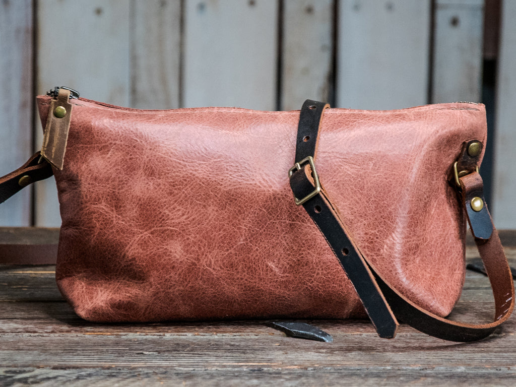 Ready to Ship | NEW SPRING LINE PREVIEW | Small Handmade Leather Crossbody Zipper Bag | Rose Mini zip