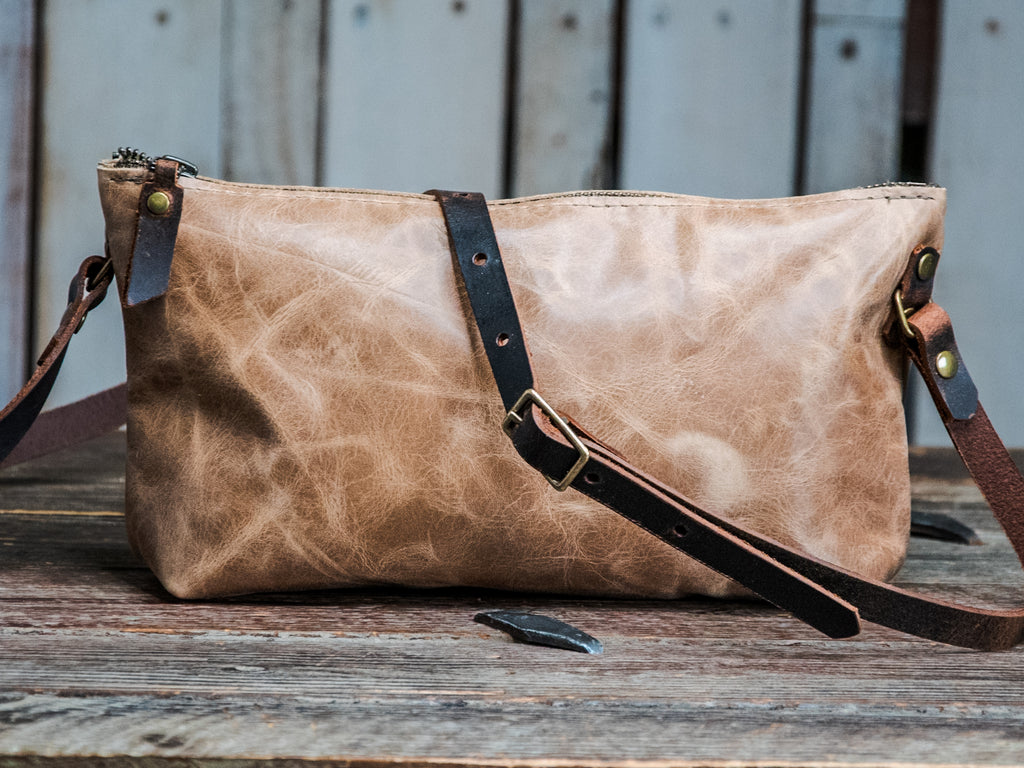 Ready to Ship | NEW SPRING LINE PREVIEW | Small Handmade Leather Crossbody Zipper Bag | Sand Mini zip