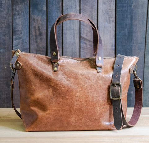 Handmade Leather Purse | Eco Friendly Leather Tote Bag | The Bowler Bag | Medium