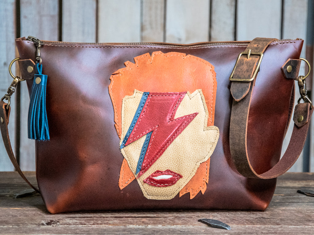 READY TO SHIP | Special Limited Edition Icon Series | One of a Kind | Handmade Leather Tote Bag | Bowler | OMG BELEN Bowie Bag!