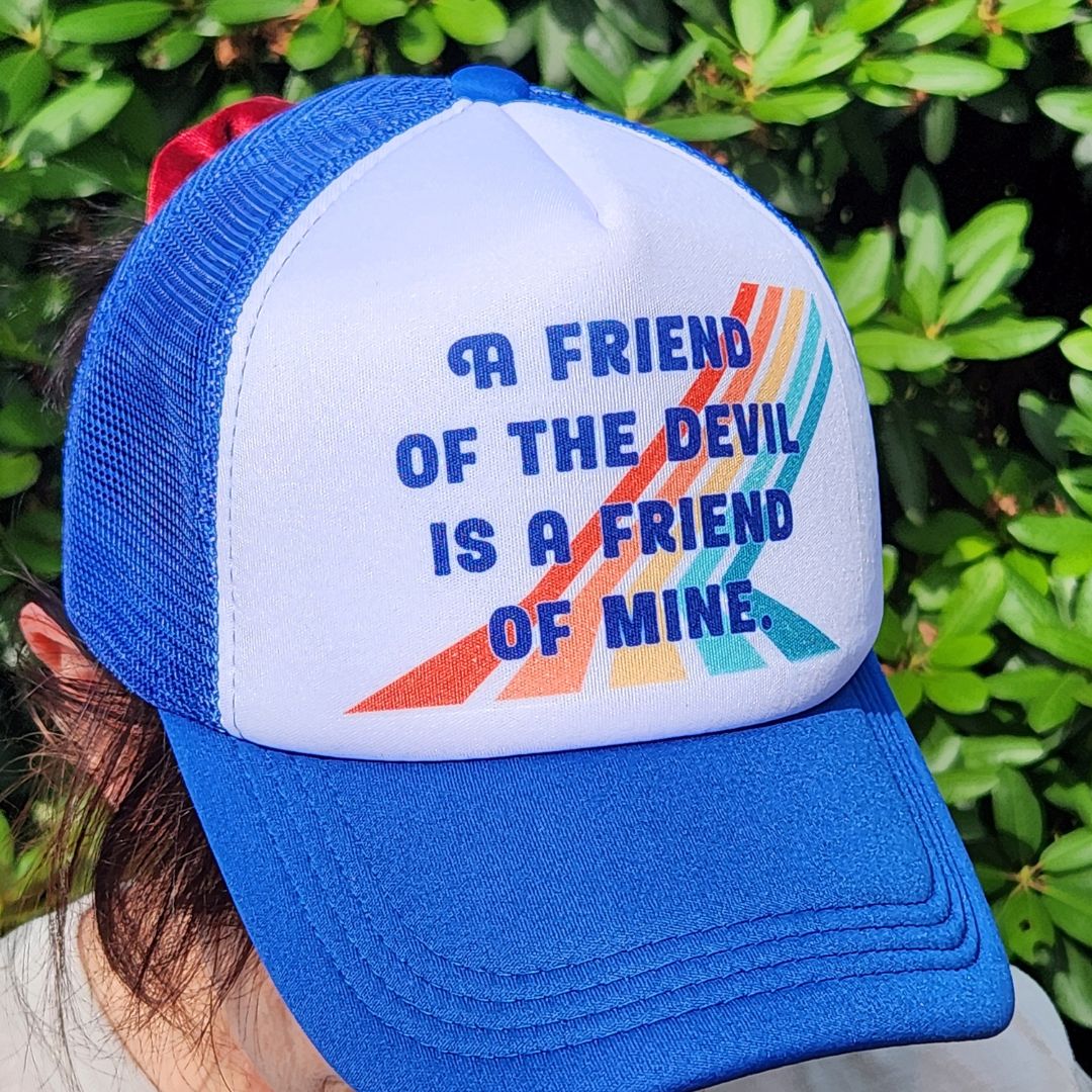 Trucker Hat | Hand Printed | Friend of the Devil | Blue – In Blue