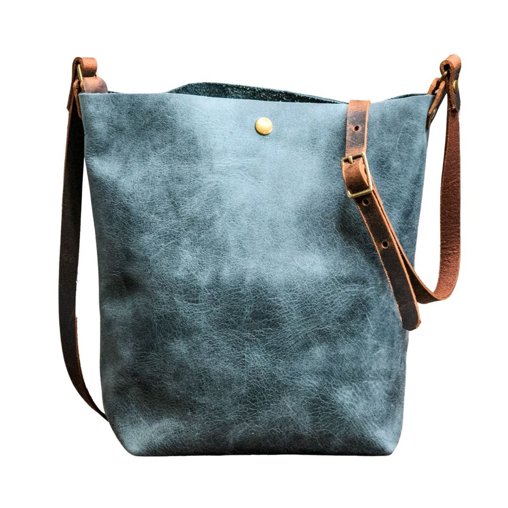 Ready to Ship | NEW SPRING LINE PREVIEW  | Handmade Tote Leather Bag | Small North South Tote | Dusk Blue
