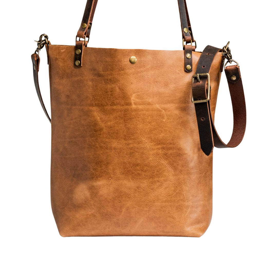 Ready to Ship | NEW SPRING LINE PREVIEW | Handmade Leather Tote Bag | Large North South |  Caramel