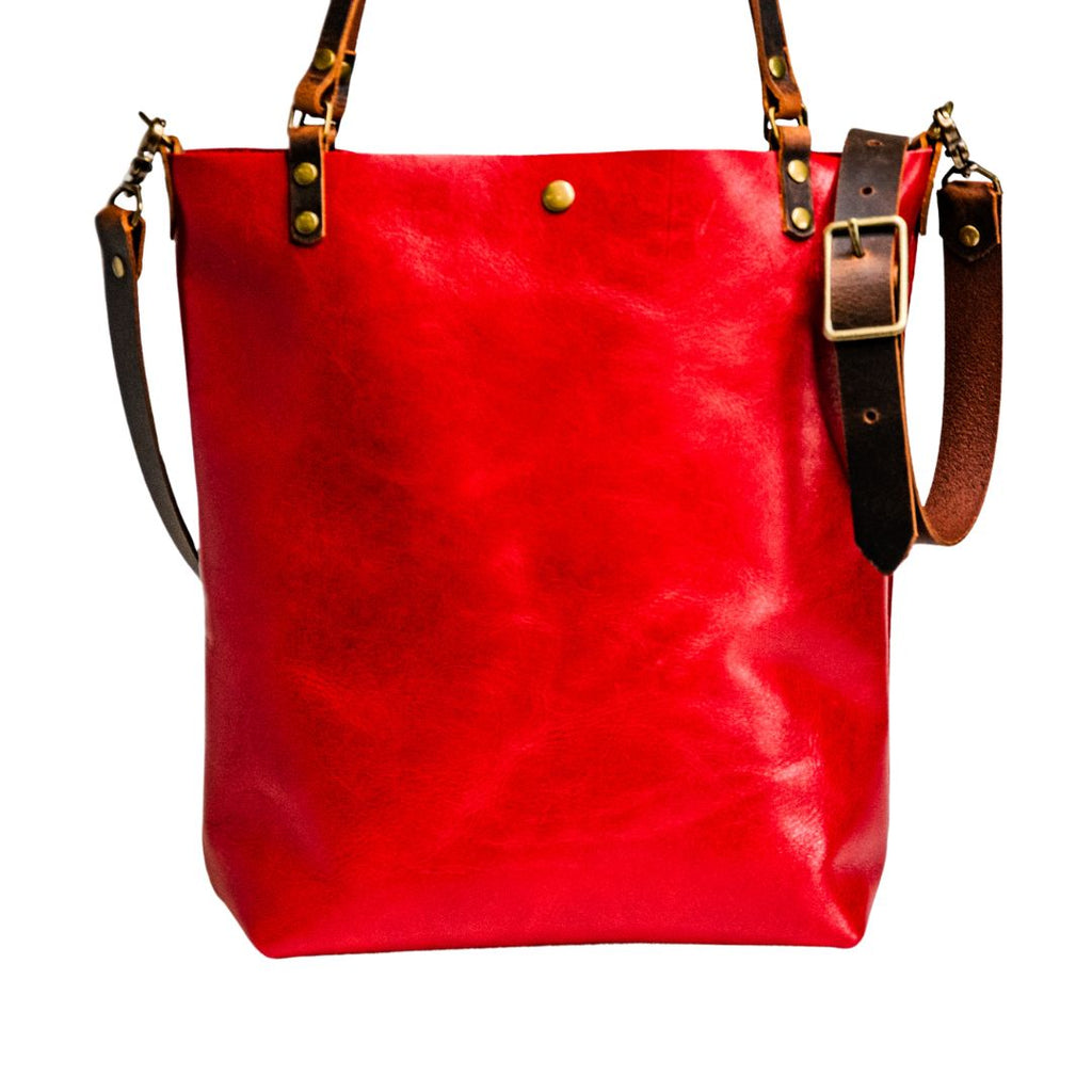 Ready to Ship | NEW SPRING LINE PREVIEW | Handmade Leather Tote Bag | Large North South |  Cherry