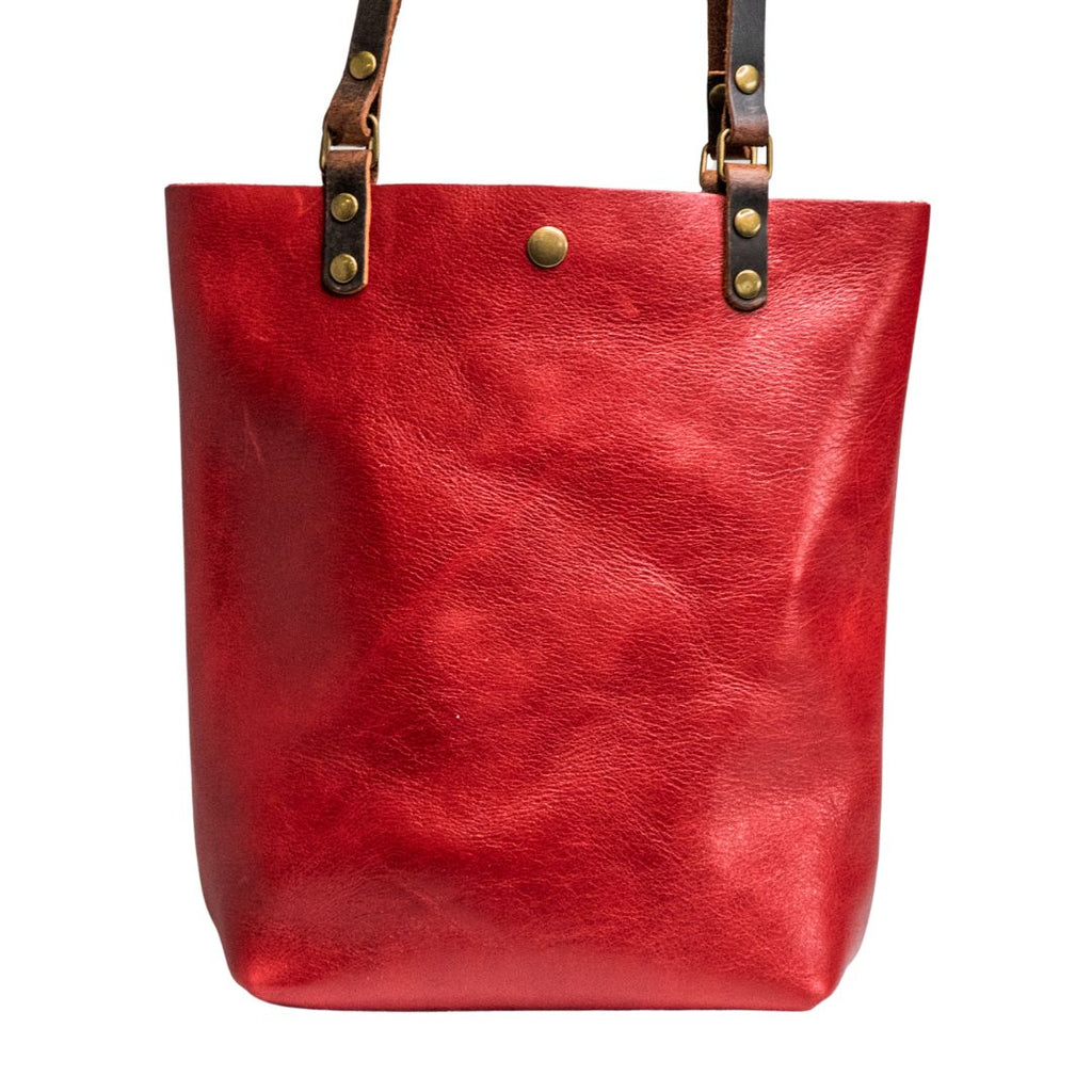 Ready to Ship | NEW SPRING LINE PREVIEW  | Handmade Tote Leather Bag | Small North South Tote | Cherry
