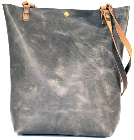 Handmade Leather Tote Bag | North South Tall | Large | Eco Friendly Leather
