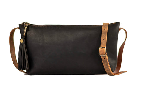 Eco leather Mini Leather Zip Bag | Tassel | Handmade Purse
