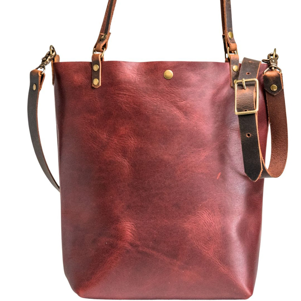 Ready to Ship | NEW SPRING LINE PREVIEW | Handmade Leather Tote Bag | Large North South |  Merlot
