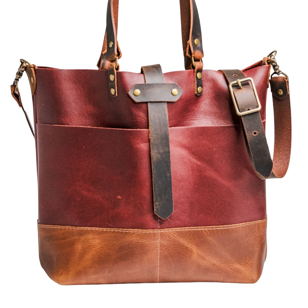 Ready to Ship | NEW SPRING LINE PREVIEW |  Handmade Leather  Tote Bag | Leather ML tote | Merlot