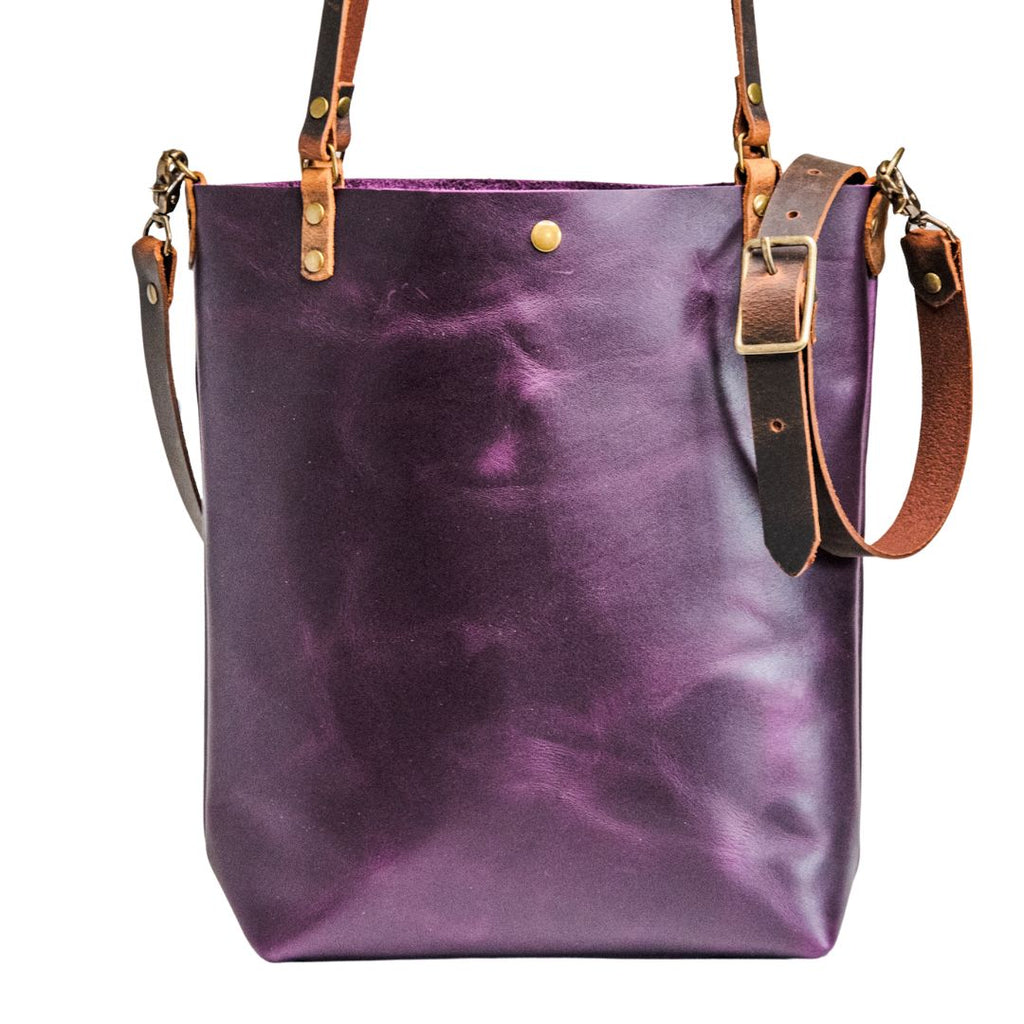 Ready to Ship | NEW SPRING LINE PREVIEW | Handmade Leather Tote Bag | Large North South |  Purple Rain