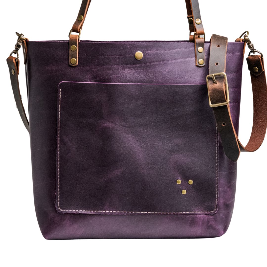 Ready to Ship | NEW SPRING LINE PREVIEW | Handmade Leather Tote Bag | Medium Classic | Purple Rain