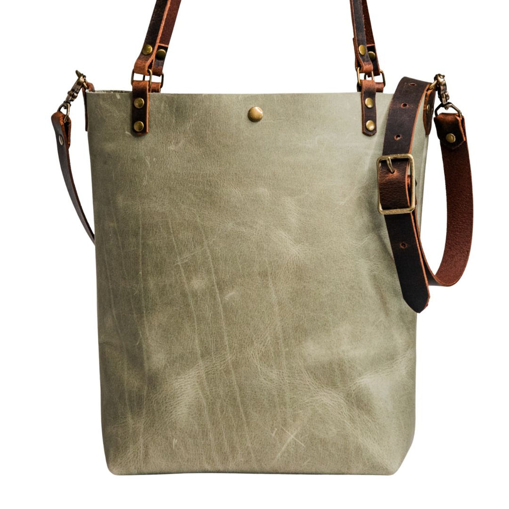 Ready to Ship | NEW SPRING LINE PREVIEW | Handmade Leather Tote Bag | Large North South |  Sage