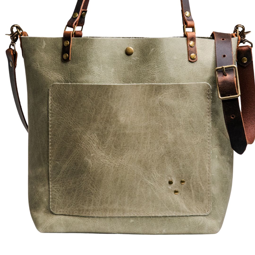 Ready to Ship | NEW SPRING LINE PREVIEW | Handmade Leather Tote Bag | Medium Classic | Sage