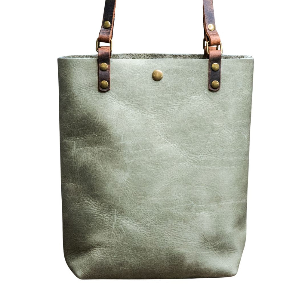 Ready to Ship | NEW SPRING LINE PREVIEW  | Handmade Tote Leather Bag | Small North South Tote | Sage