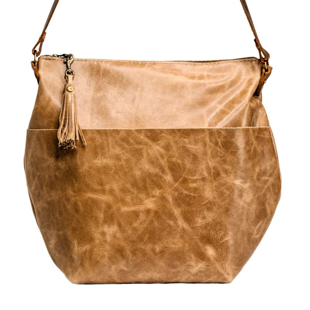 Ready to Ship | NEW SPRING LINE PREVIEW |  Eco-friendly Marie Leather Bag | Curved boho style with Tassel | Sand