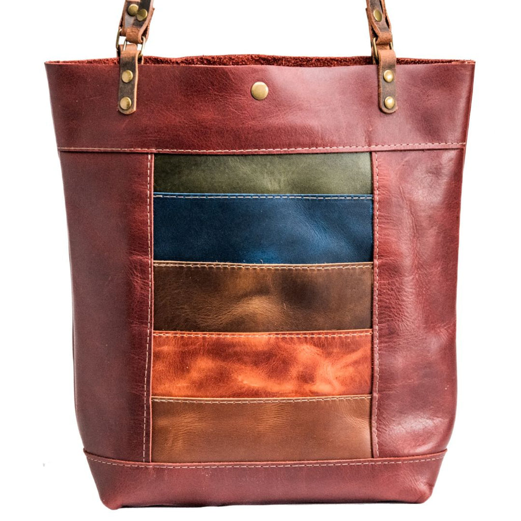 READY TO SHIP | NEW SPRING LINE PREVIEW | Handmade Leather Tote Bag | Large North South |  The ML 70's Window tote in Merlot