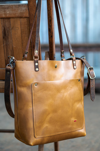 Handmade Classic Leather Zipper Tote | Large