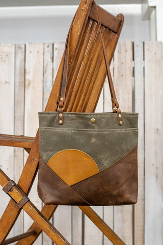 Weekly Limited-Run Bags | Leather tote | Made in USA | The Waxed Canvas and Leather Sunrise  Bag