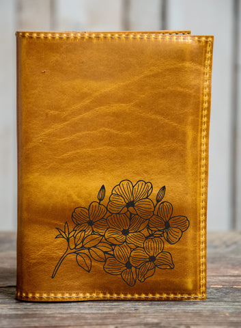 Handmade Leather Journal | Personalized Leather Notebook | Sketchbook | Gift | In Blue Handmade | Flora Series 2
