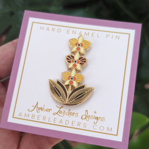 Enamel Pin | Amber Leaders Designs | Orchid with Glitter