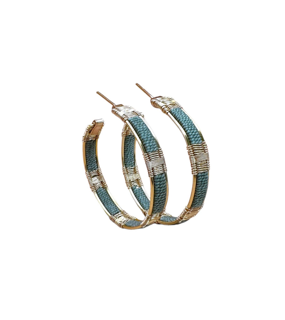 Hoop Earrings | Mayana Designs Co | Handwoven Wire and Cord (Sage)