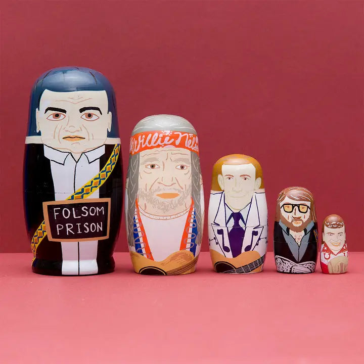 Decor - Wooden Nesting Dolls | Larney & Babs | Icon Series | Men of Country | NOT holiday guarantee