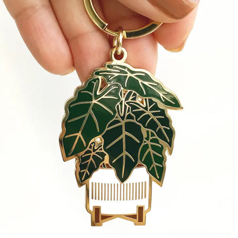 Enamel Keychain | Made by Paper Anchor Co. | Alocasia Frydek Plant