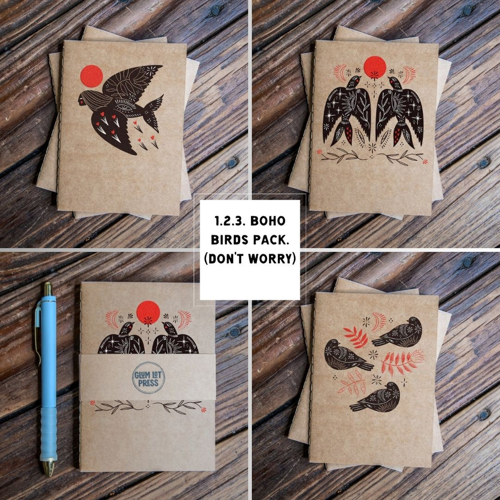 Travel Journal Set | Glum Lot Press | The Boho Birds Pack