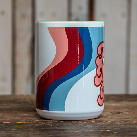 The In Blue Mug | LARGE Coffee Cup | Hand printed original artwork | Fuck Mom Guilt