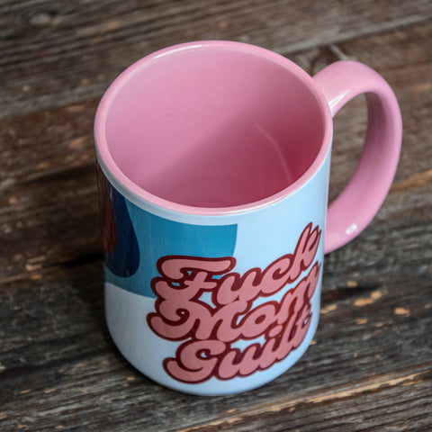 The In Blue Mug | LARGE Coffee Cup | Hand printed original artwork | Fuck Mom Guilt