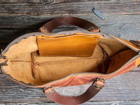 LIMITED | Handmade Leather Tote Bag | SMALL Bowler | Orange Slice Bag | Fruit Basket Series