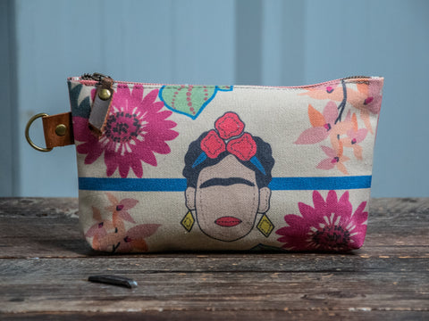 Ready to Ship | Frida | Hand Printed Canvas Everyday Pouch | Camp Blue