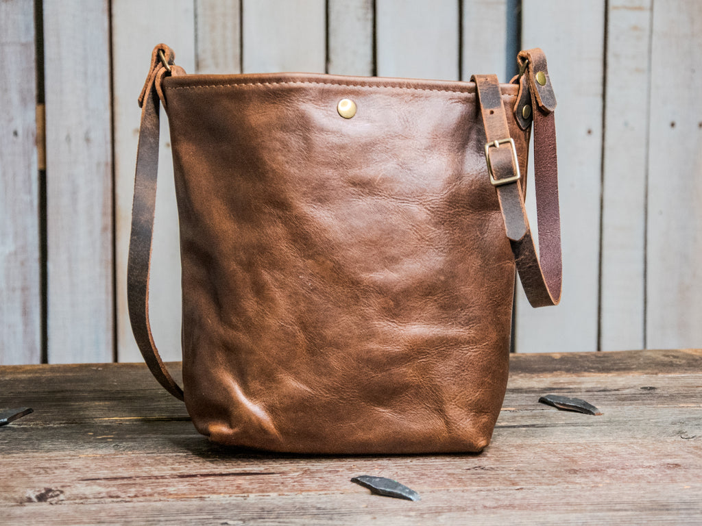 Ready to Ship| Handmade Tote Leather Bag | Small LINED | Snap