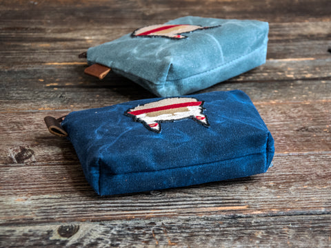 Applique Pouch | Handmade Waxed Canvas Zipper Pouch | WILLIE | Icon Collection NEW COLOR VARIETY