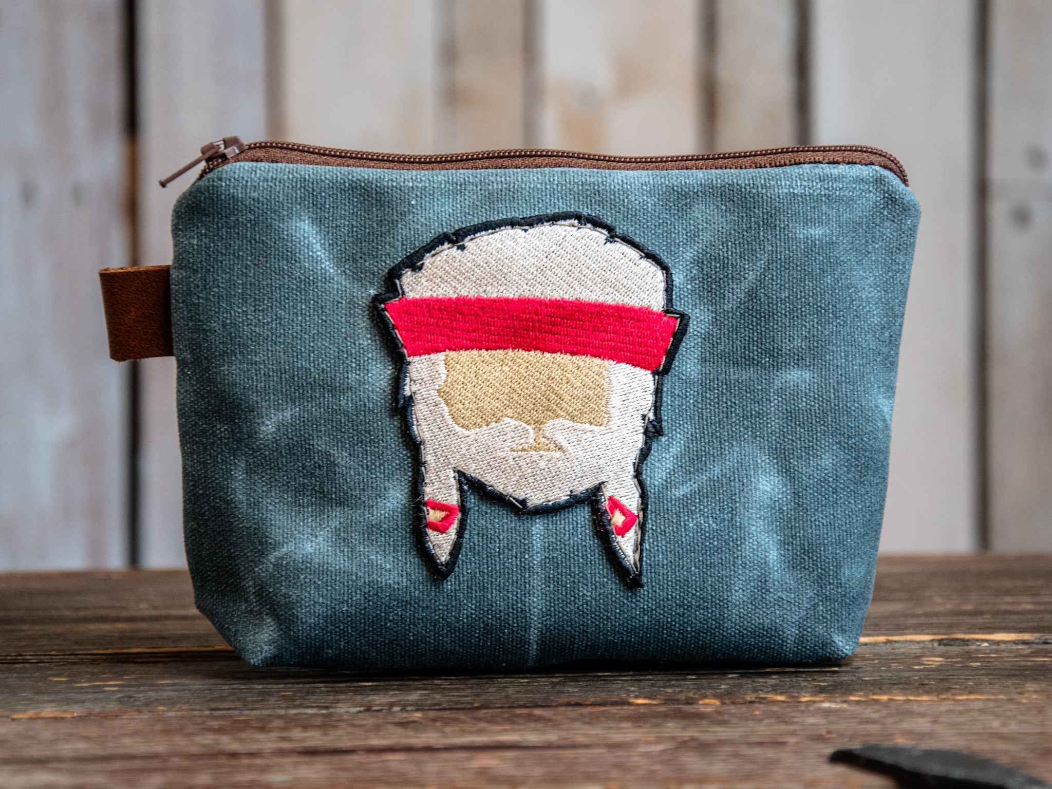 Applique Pouch | Handmade Waxed Canvas Zipper Pouch | WILLIE | Icon Collection NEW COLOR VARIETY