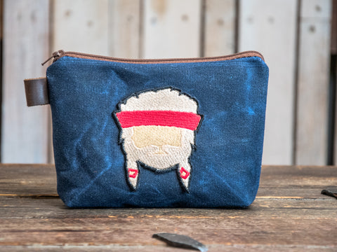 Applique Pouch | Handmade Waxed Canvas Zipper Pouch | WILLIE | Icon Collection NEW COLOR VARIETY