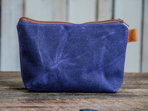 Applique pouch | Handmade Waxed Canvas Zipper Pouch | PRINCE | Icon Collection