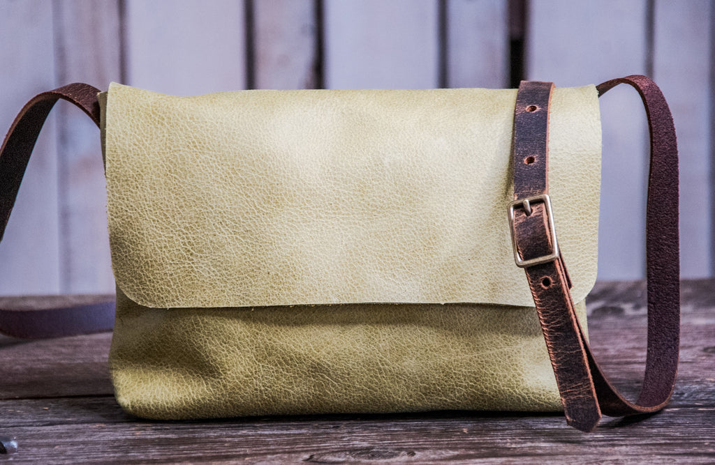 NEW LIMITED COLORS! | Mini Leather Satchel | Crossbody | Ready to ship | Chartreuse