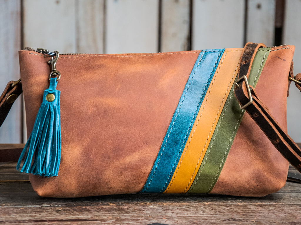 Ready to Ship | Small Handmade Leather Crossbody Zipper Bag | Krista 70s Mini zip | R6