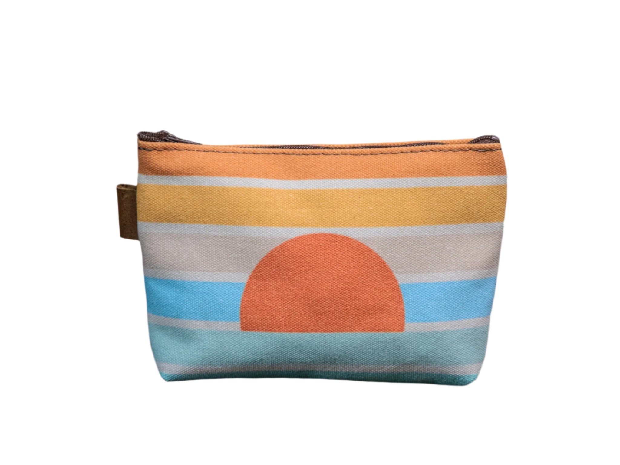 Ready to Ship | Coastal Sunrise | Hand printed MEDIUM Canvas Pouch | In Blue + Camp Blue