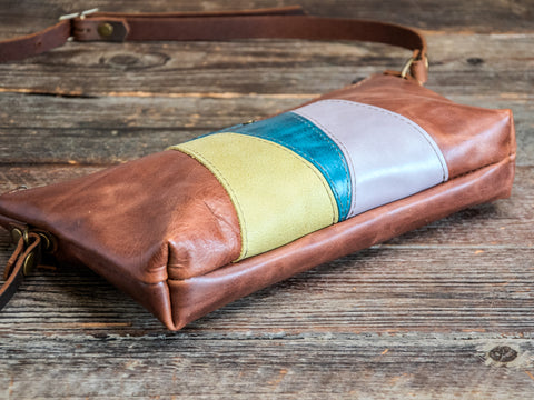 Ready to Ship | Small Handmade Leather Crossbody Zipper Bag | Krista Backgammon Mini zip | R8