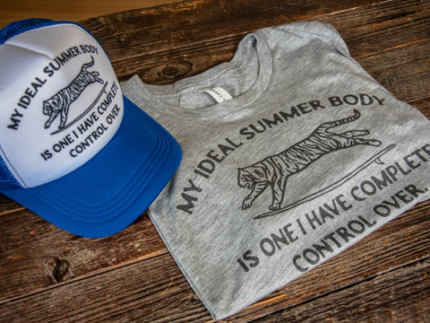 Handprinted Made in USA T-shirt | My Ideal Summer Body | Heather Grey Crop