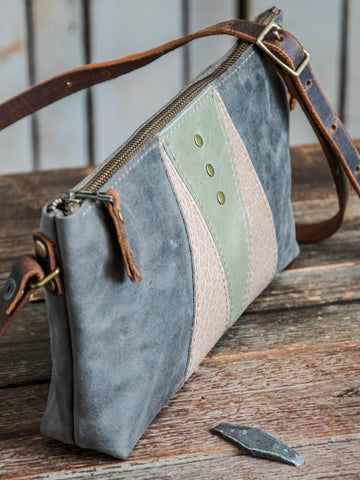 Ready to Ship | Small Handmade Leather Crossbody Zipper Bag | Krista Backgammon #2 Mini zip | R9
